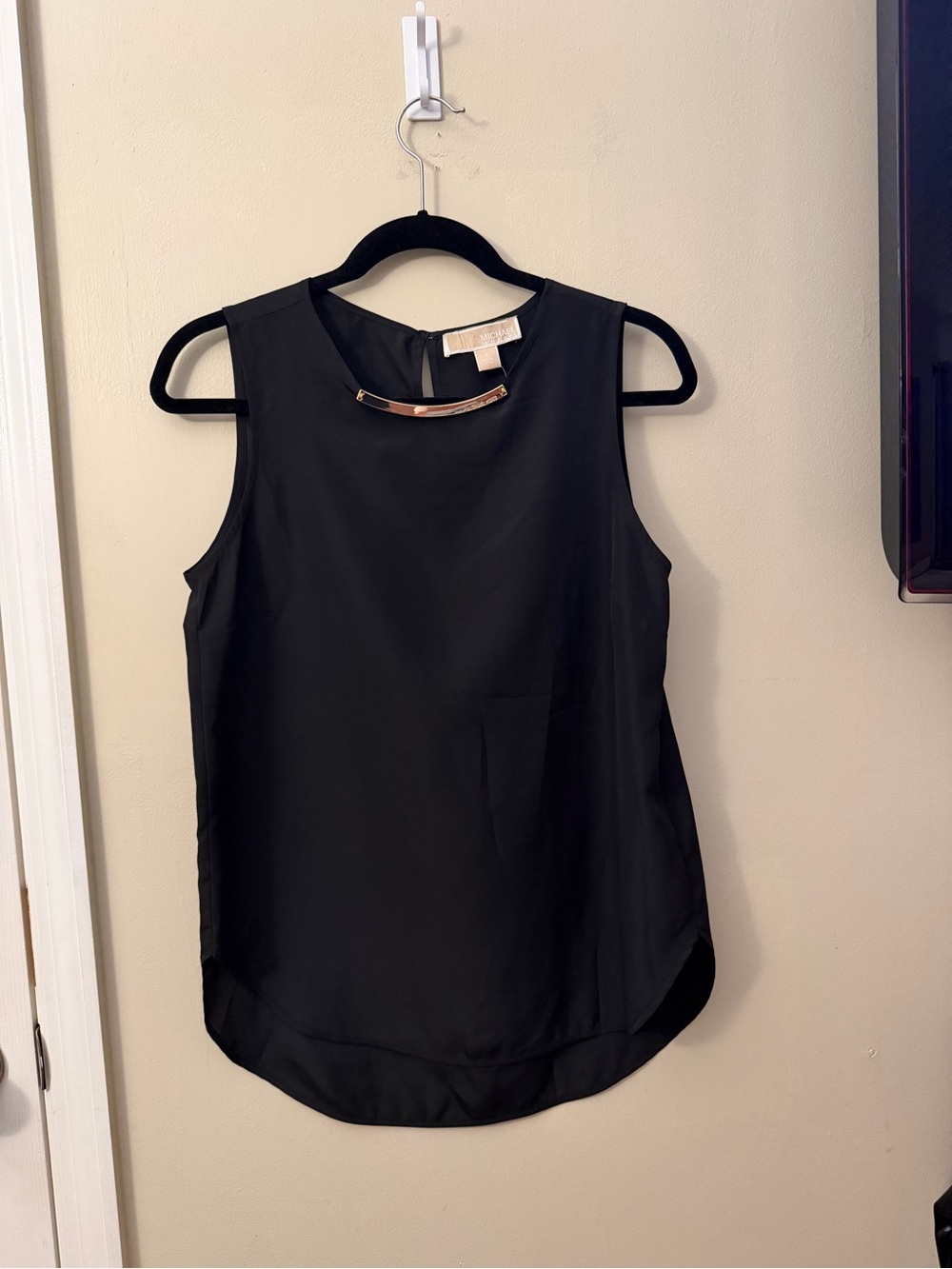 Michael Kors Black Sleeveless Camisole with Gold Accent